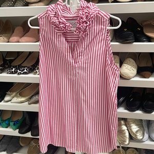 Sara Campbell ruffle collar, sleeveless top